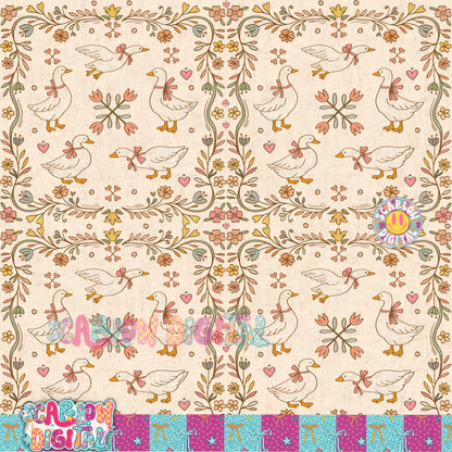 Vintage Thrift-Style Faux Quilt Seamless Pattern Digital Design