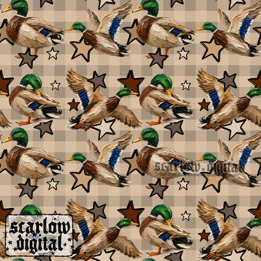 Painted Ducks Seamless Pattern Digital Design