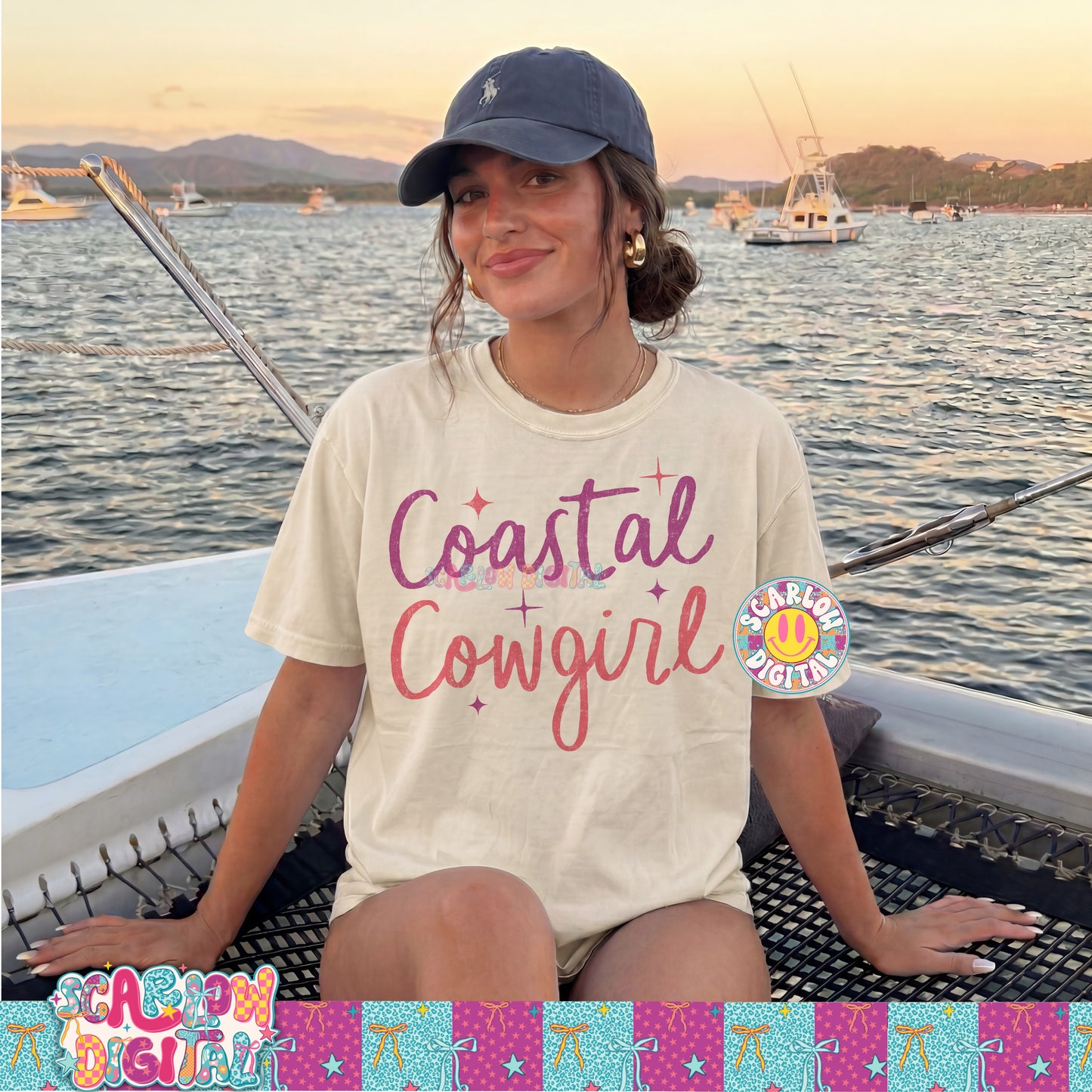 Coastal Cowgirl PNG Digital Design