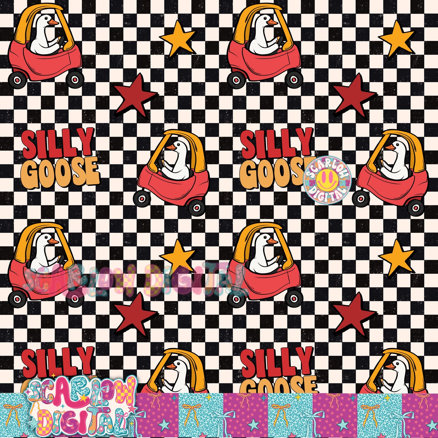 Silly Goose Seamless Pattern Digital Design