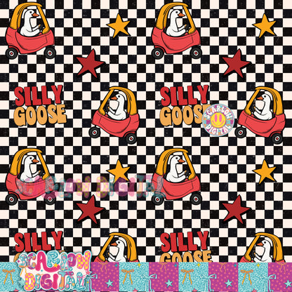 Silly Goose Seamless Pattern Digital Design
