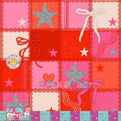 Valentine's Day Checkers Seamless Pattern Digital Design
