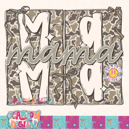 Camo Bow Mama PNG Digital Design