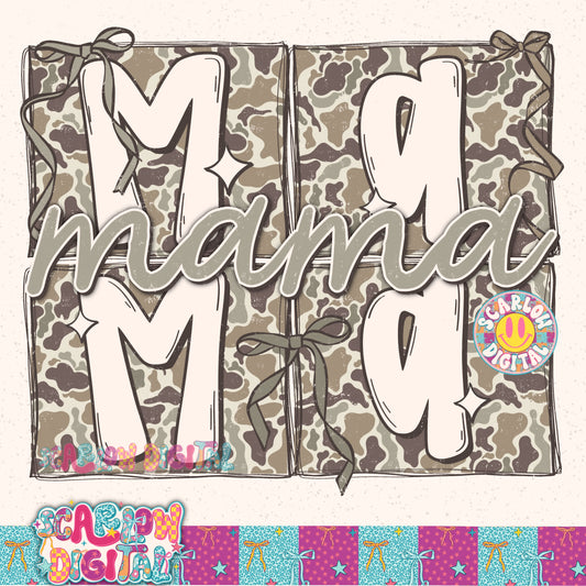 Camo Bow Mama PNG Digital Design