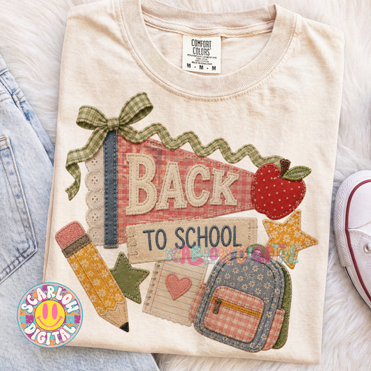 Back to School Faux Patchwork PNG Digital Design