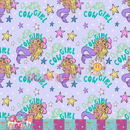 Salty Cowgirl Seamless Pattern Digital Design