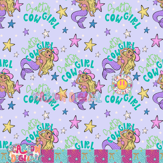 Salty Cowgirl Seamless Pattern Digital Design