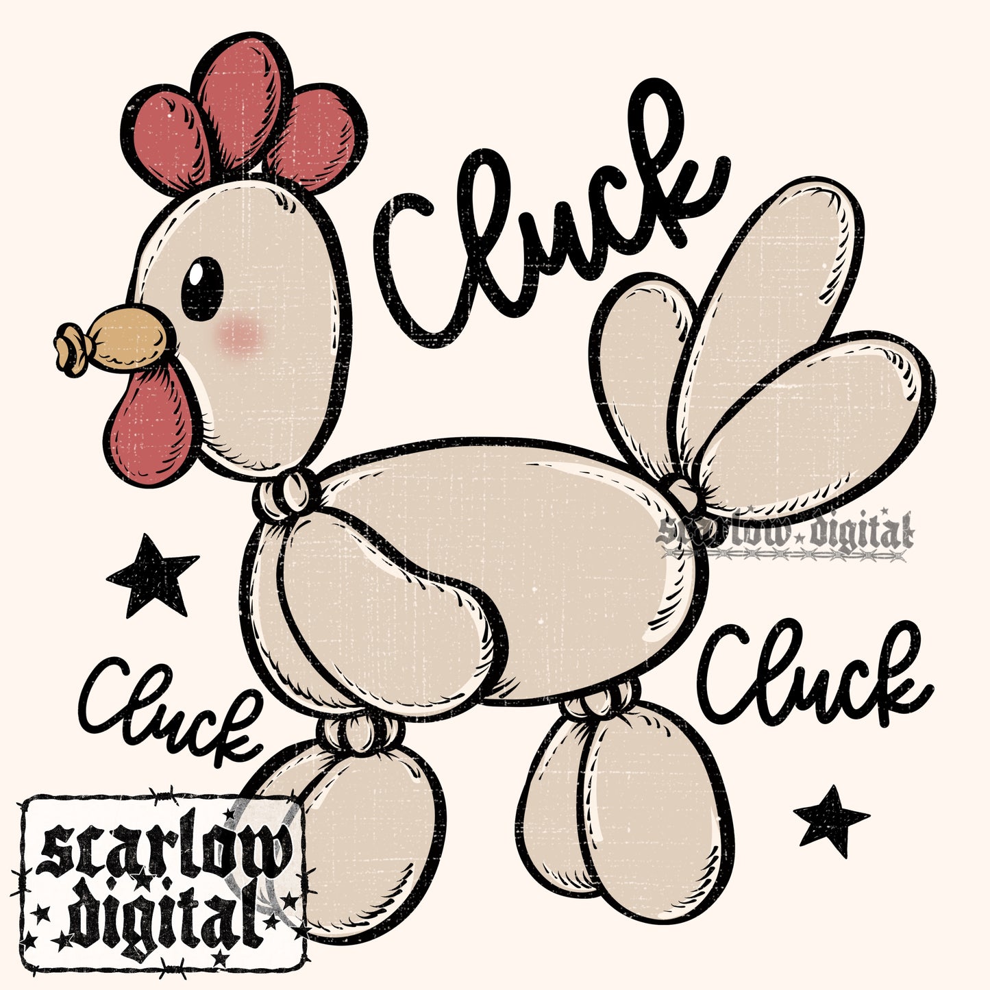 Cluck Cluck Chicken Balloon Animal PNG Digital Design