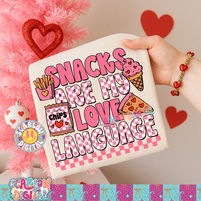 Snacks Are My Love Language in Pink PNG Digital Design