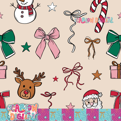 Christmas Doodles Seamless Pattern Digital Design