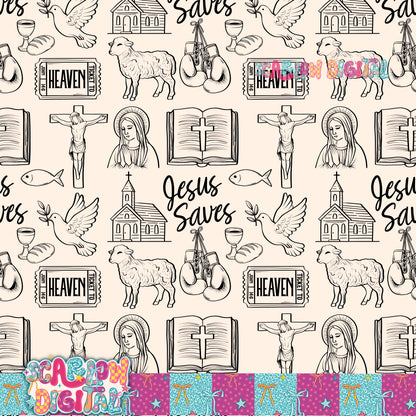 Jesus Saves Seamless Pattern Digital Design