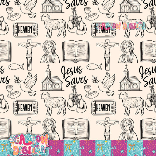 Jesus Saves Seamless Pattern Digital Design