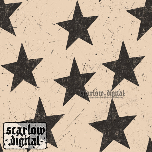 Black Stars Seamless Pattern Digital Design