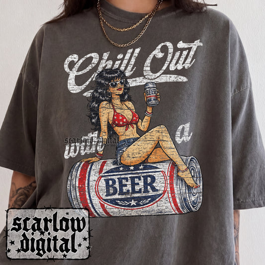 Chill Out With a Beer PNG Digital Design