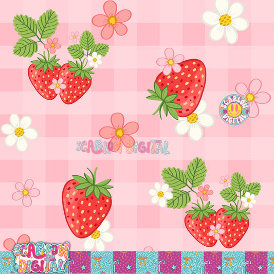 Strawberries Seamless Pattern Digital Design