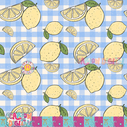Lemons Plaid Seamless Pattern Digital Design