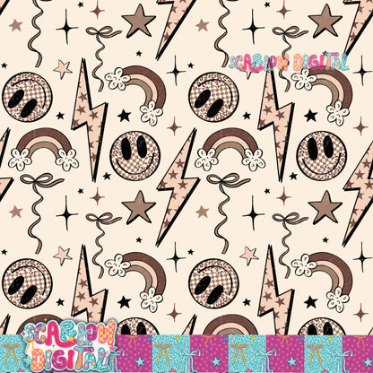 Neutral Retro Seamless Pattern Digital Design