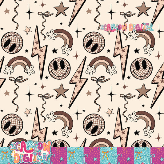 Neutral Retro Seamless Pattern Digital Design