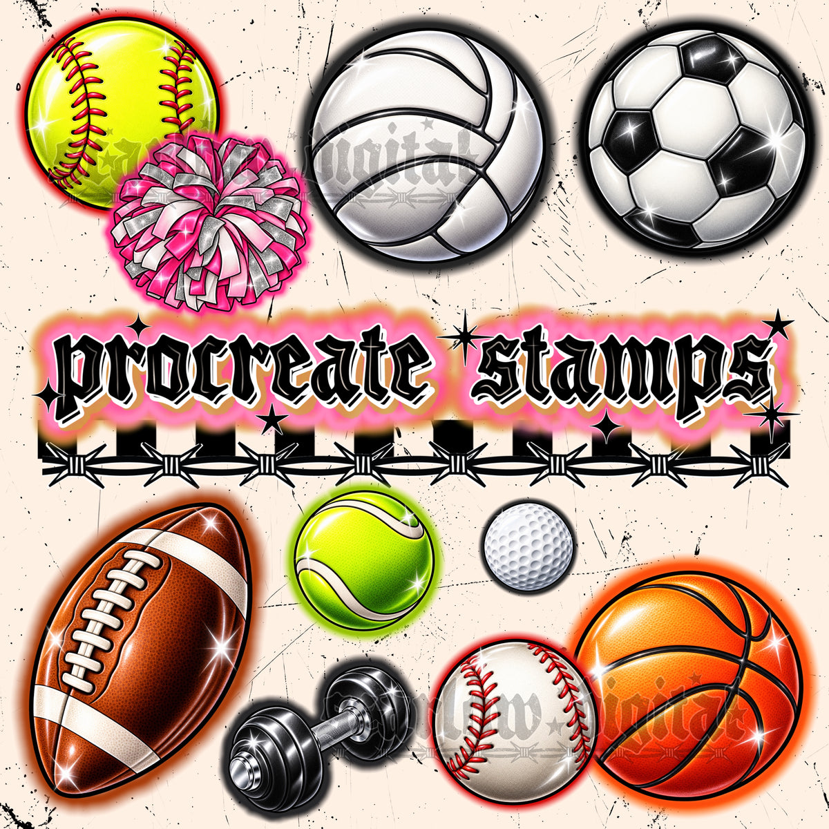 Airbrushed Sports Balls Clipart