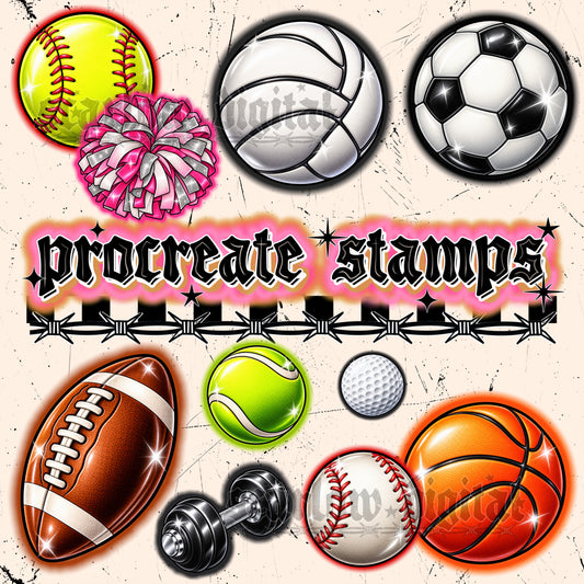 Airbrushed Sports Balls Clipart