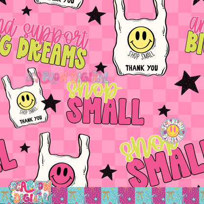 Shop Small and Support Big Dreams Seamless Pattern Digital Design