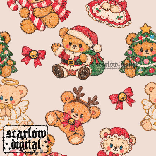 Christmas Bears Seamless Pattern Digital Design