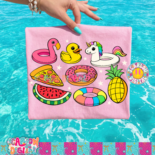 Summer Pool Floats PNG Digital Design