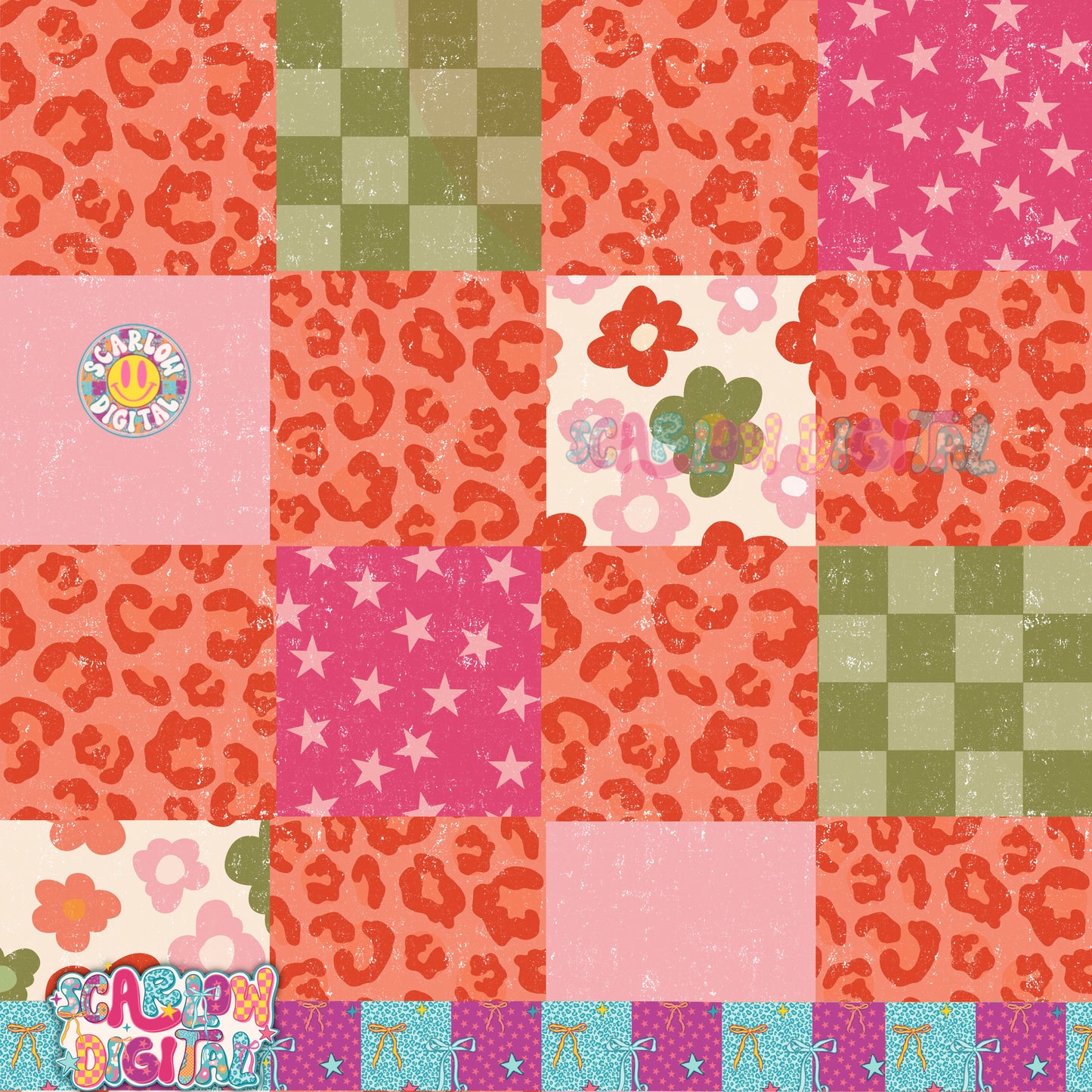 Christmas Checkers Seamless Pattern Digital Design