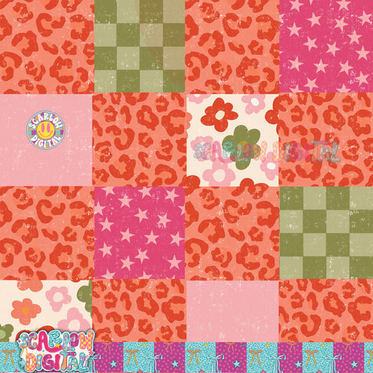 Christmas Checkers Seamless Pattern Digital Design