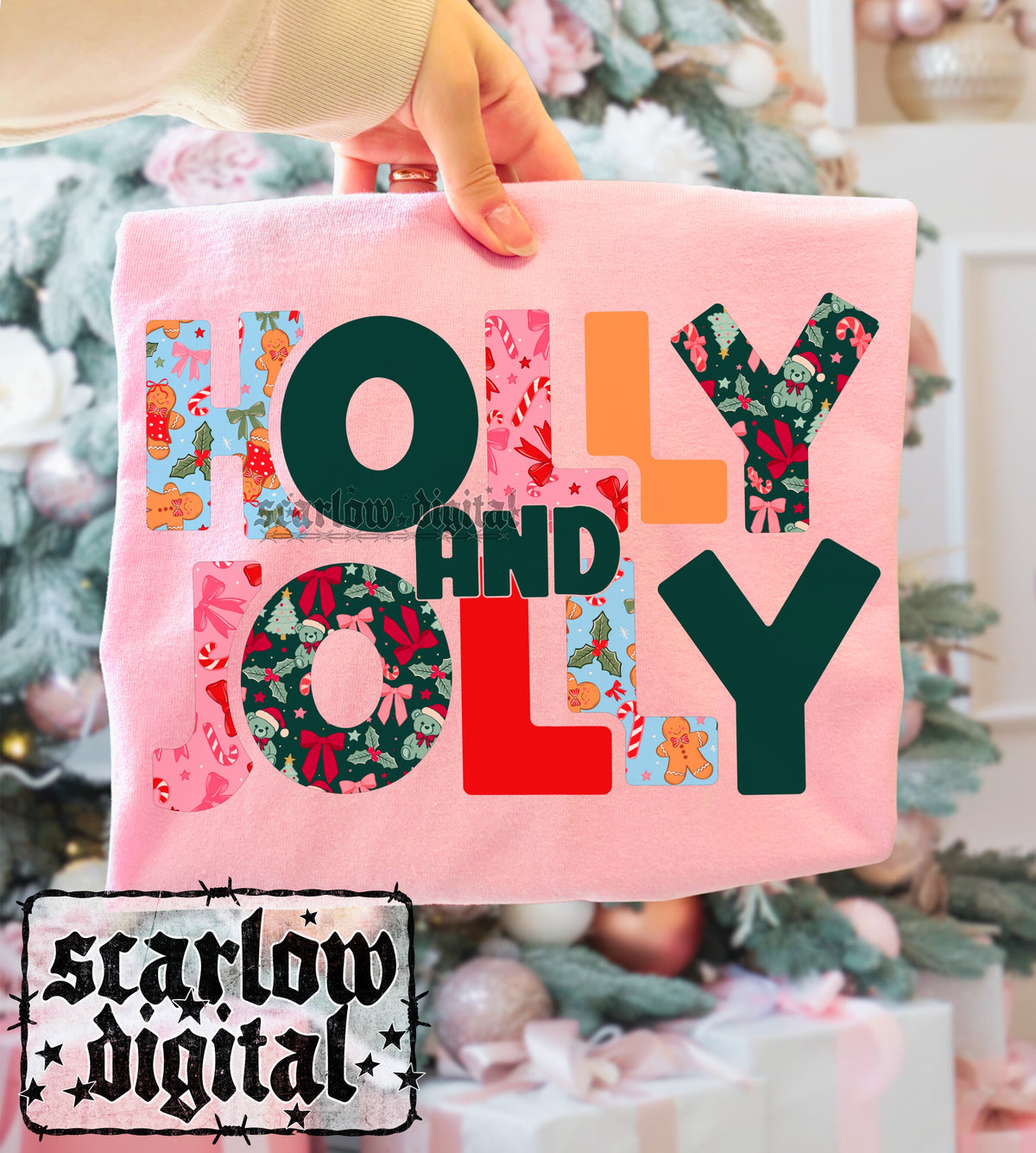 Holly and Jolly Christmas PNG Digital Design
