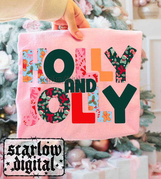 Holly and Jolly Christmas PNG Digital Design