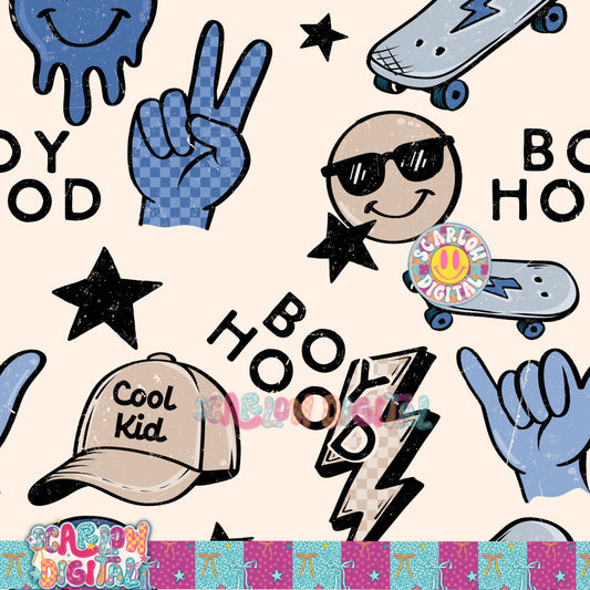 Boyhood Seamless Pattern Digital Design