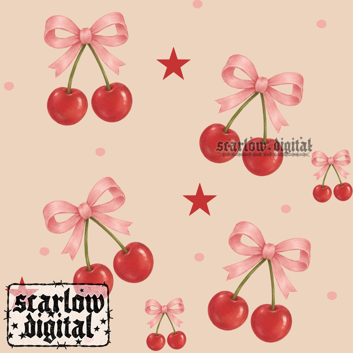 Cherries Seamless Pattern Digital Design