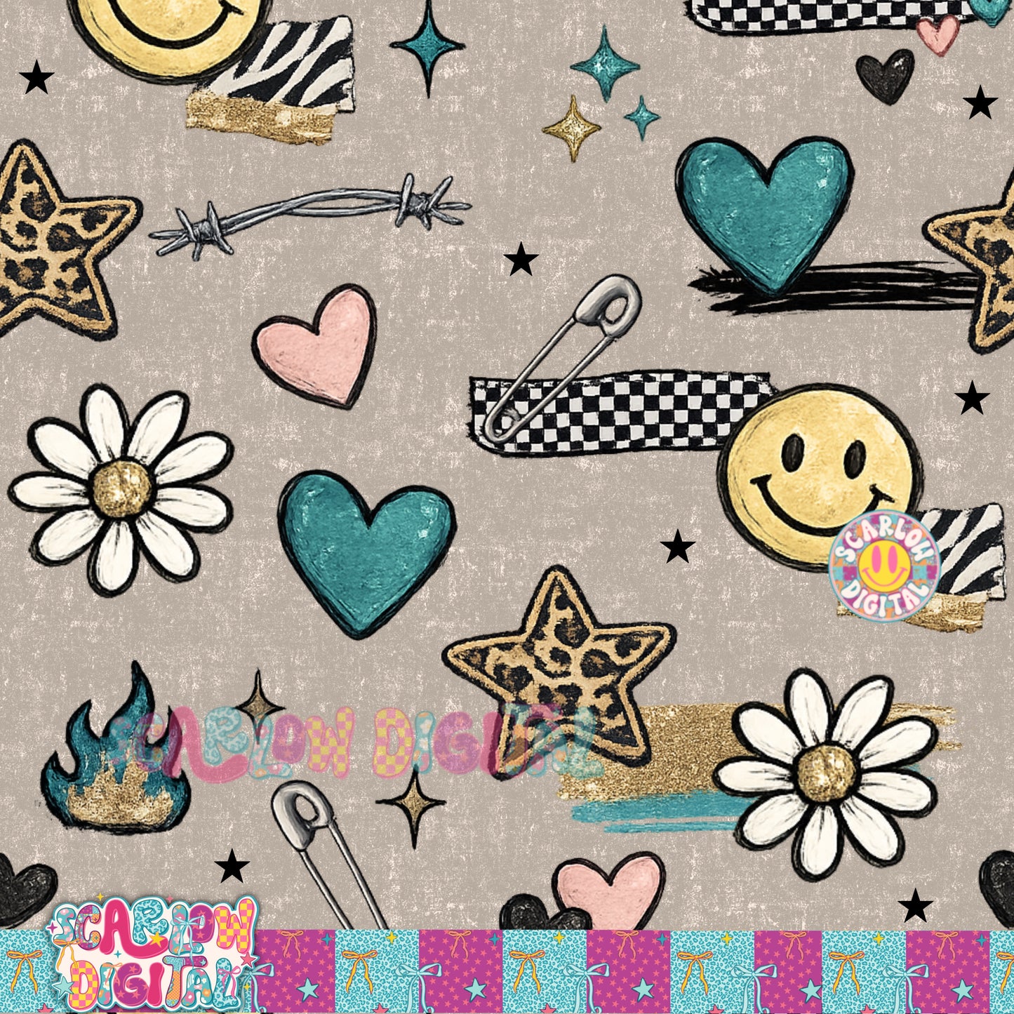 Edgy Seamless Pattern Digital Design