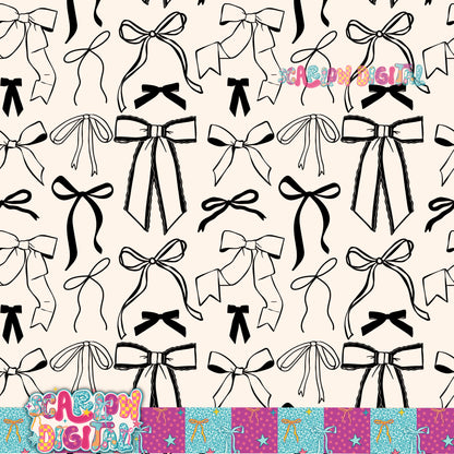 Black Bows Seamless Pattern Digital Design