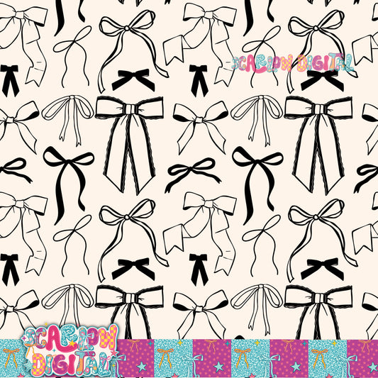Black Bows Seamless Pattern Digital Design
