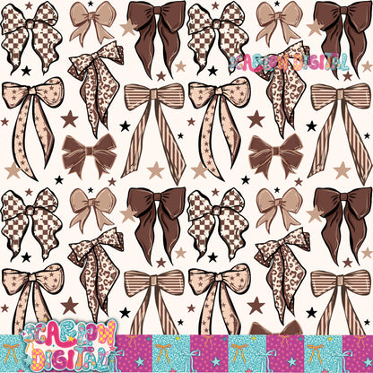 Neutral Retro Bows Seamless Pattern Digital Design