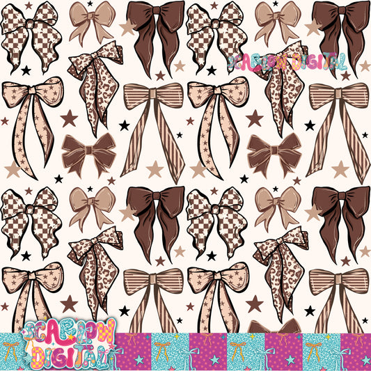 Neutral Retro Bows Seamless Pattern Digital Design