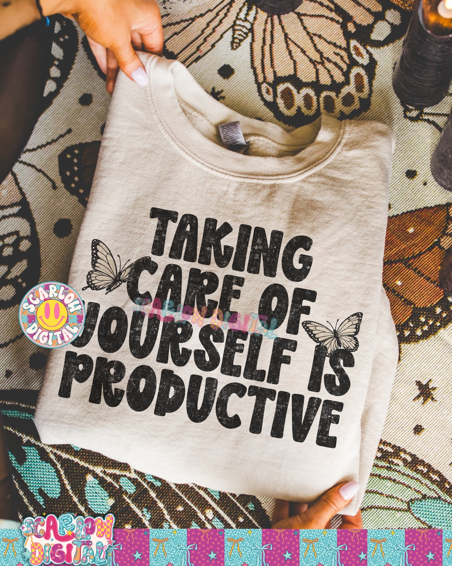 Taking Care of Yourself is Productive PNG Digital Design