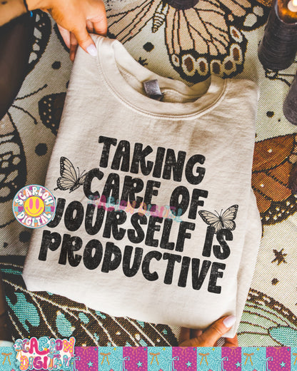 Taking Care of Yourself is Productive PNG Digital Design