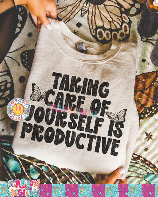 Taking Care of Yourself is Productive PNG Digital Design