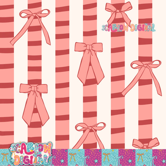 Bow Stripes Seamless Pattern Digital Design