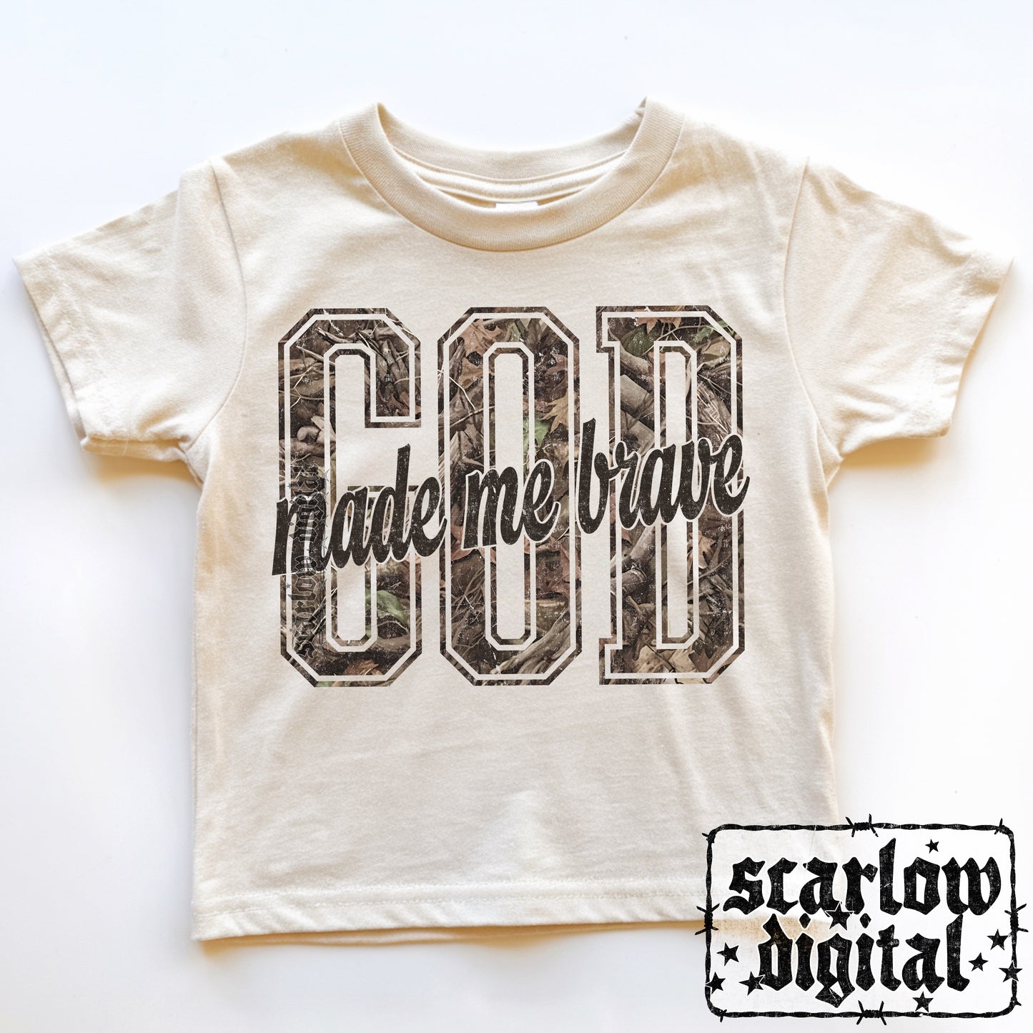 God Made Me Brave Christian Camo Boy PNG Digital Design