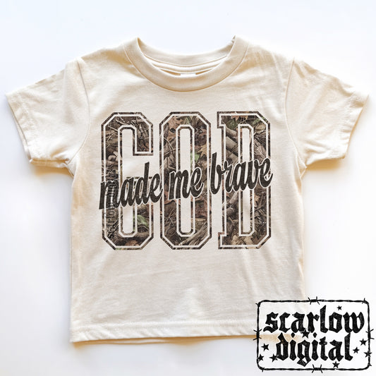 God Made Me Brave Christian Camo Boy PNG Digital Design