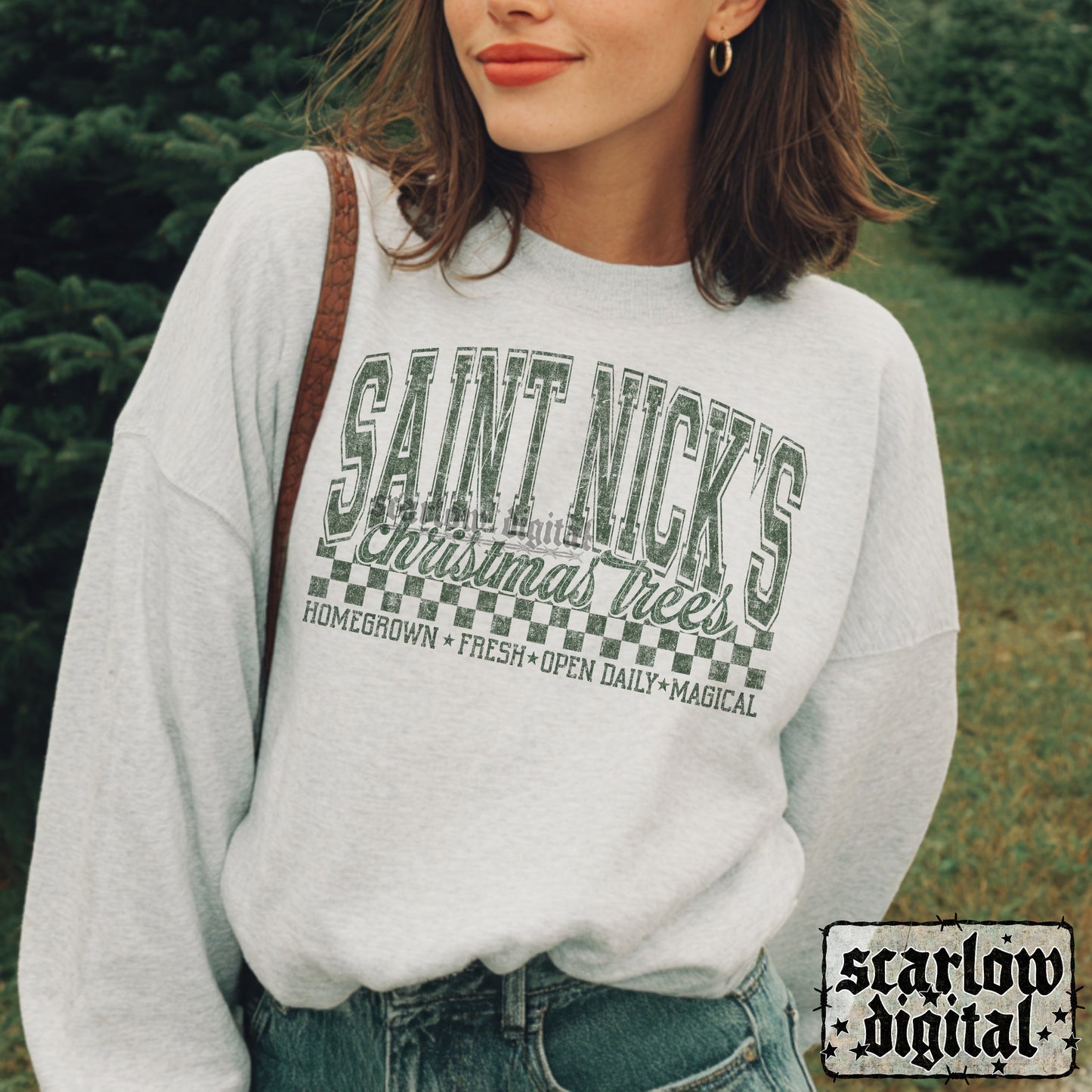 Saint Nick's Christmas Tree Farm PNG Digital Design