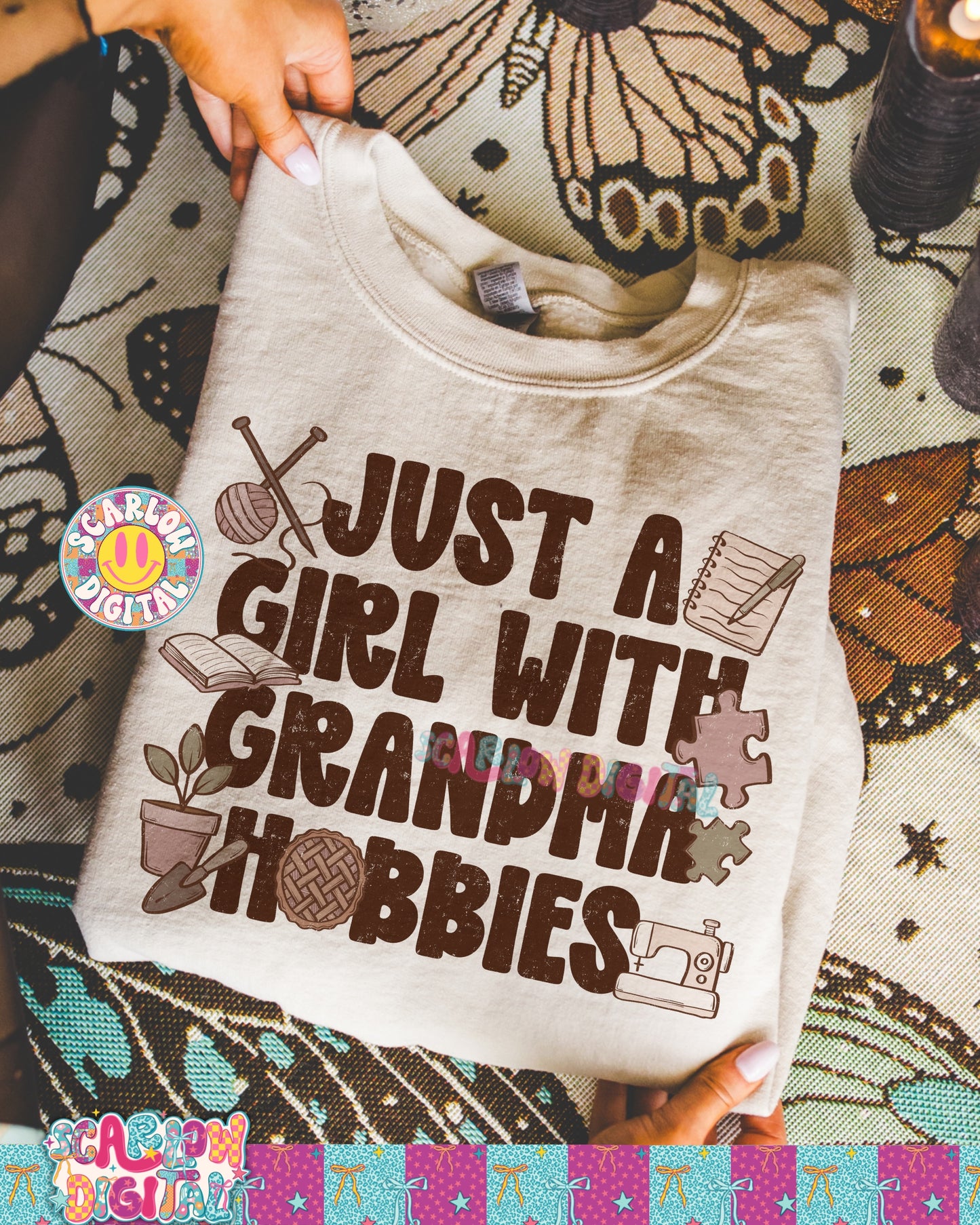 Just a Girl With Grandma Hobbies PNG Digital Design