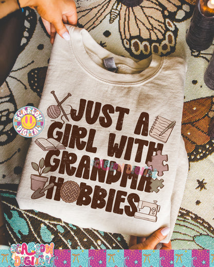 Just a Girl With Grandma Hobbies PNG Digital Design