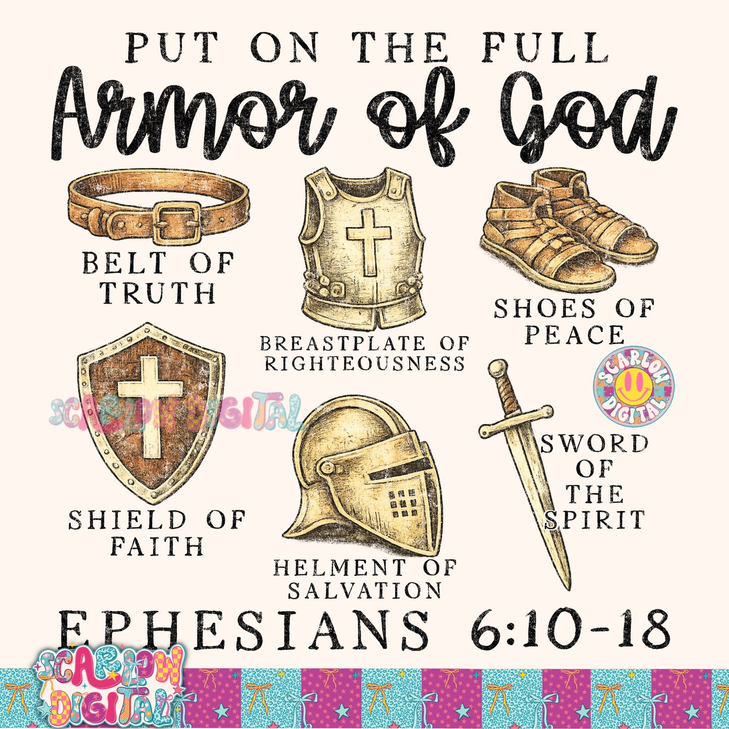Put on the Full Armor of God PNG Digital Design
