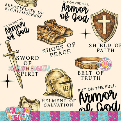 Put on the Full Armor of God Seamless Pattern Digital Design
