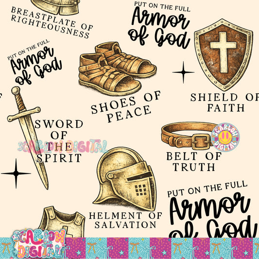 Put on the Full Armor of God Seamless Pattern Digital Design